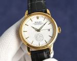 Rolex Datejust 8215 Movement 40mm 316L Steel Yellow Gold Case Calfskin Leather Band Watch